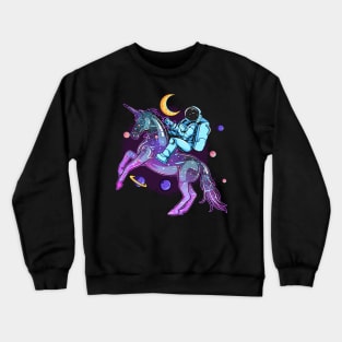 Astronaut With Unicorn Crewneck Sweatshirt